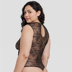 Auden Black Floral Lace Bodysuit